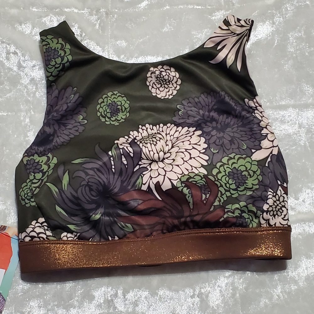Joy Lab Floral Glittery Strapy Back Sports Bra